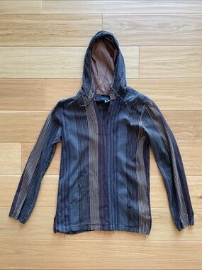 French Connection Striped Hooded Pullover - Brown & Black